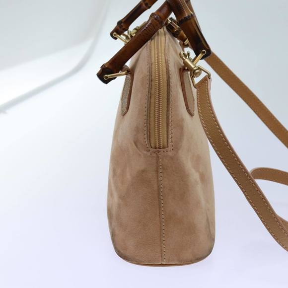 GUCCI Bamboo Hand Bag Suede 2way Brown Auth 71164 - Picture 4 of 16